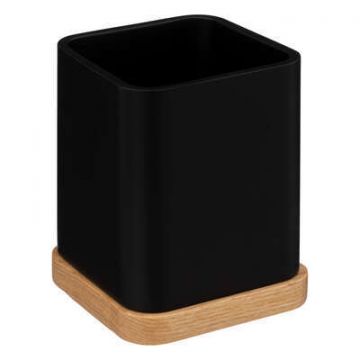 LINEA NATUREO - BICCHIERE PORTASPAZZOLINI NERO E NATURALE