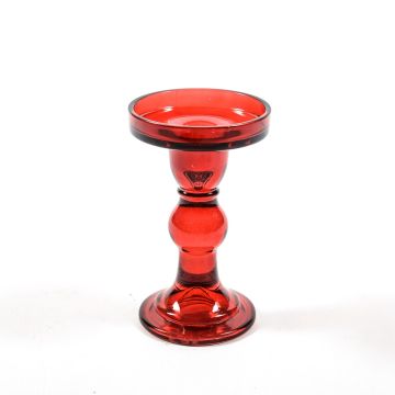 PORTACANDELA IN VETRO ROSSO DIAM. 8.5CM H 14CM