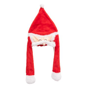 CAPPELLO BABBO NATALE CON COPRI ORECCHIE IN TESSUTO ROSSO 32X3 H. 62CM