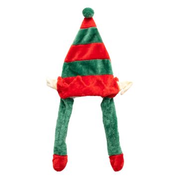 CAPPELLO ELFO C/COPRI ORECCHIE IN TESSUTO ROSSO/VERDE 32X3CM H 62CM