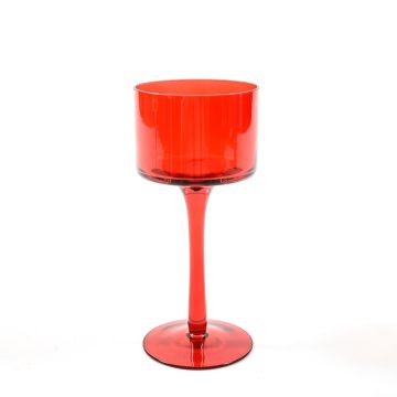 PORTA CANDELA CALICE IN VETRO DIAM. 9 H.20CM ROSSO