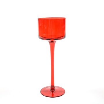 PORTA CANDELA CALICE IN VETRO DIAM. 9 H. 25CM ROSSO