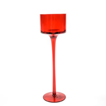 PORTACANDELA CALICE IN VETRO DIAM. 9CM H 30CM ROSSO