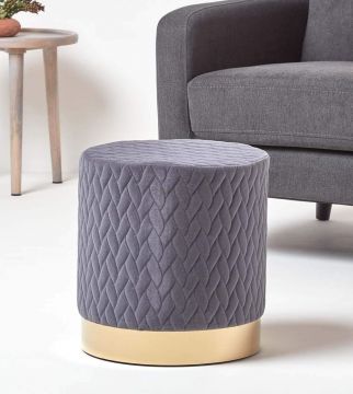 POUF ROTONDO DIAM. CM 42 H. 39 IN VELLUTO GRIGIO 