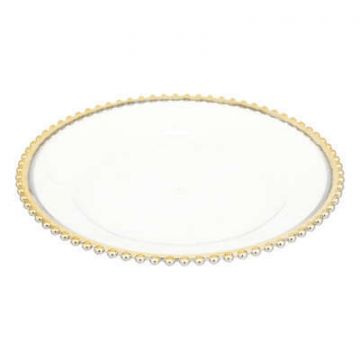 SOTTOPIATTO CON PALLINE DECORATE IN ORO D. 32CM