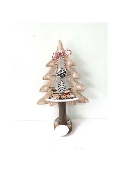 ALBERO LEGNO NATUR. C/PIGNA INT. B.NATALE C/SLITTA H.31X17X7CM