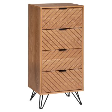 CASSETTIERA MOD. NAOMI CM 48X34 H.106 IN MDF NATURALE E METALLO NERO 
