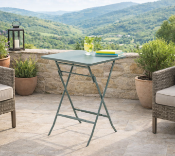 TAVOLO ALTO DA ESTERNO GREENSBORO CM 70X70 ACCIAIO VERDE OLIVA