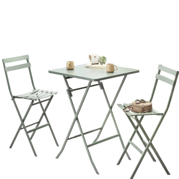 SET GREENSBORO TAVOLO E 2 SGABELLI IN ACCIAIO VERDE OLIVA