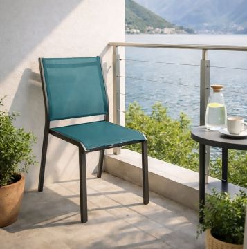 SEDIA DA ESTERNO MOD. ESSENTIA ANTRACITE E TEXTILENE OTTANIO