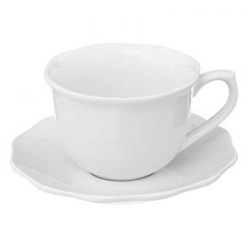 TAZZINA CON PIATTINO IN PORCELLANA LINEA ALMA 23CL BIANCO