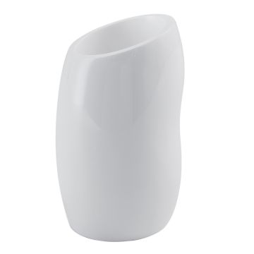 LINEA ISIDE - BICCHIERE PORTASPAZZOLINI IN RESINA E SABBIA BIANCO LUCIDO