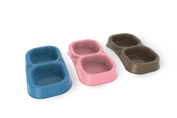 DOPPIA CIOTOLA PER CANI E GATTI SMALL IN PLASTICA 21X11.5 H. 3CM ASSORTITO