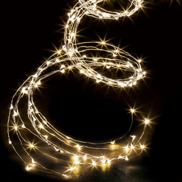 FILO DI LUCI 1000 LED BIANCO CALDO A CASCATA CON GIOCHI LUCE 5MT