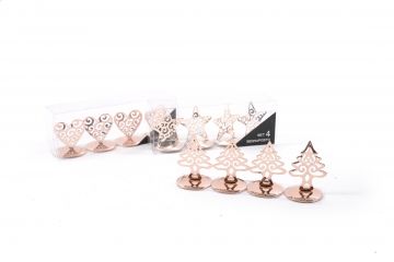 SET 4 PEZZI SEGNAPOSTO IN METALLO ROSE GOLD 6X4X45CM