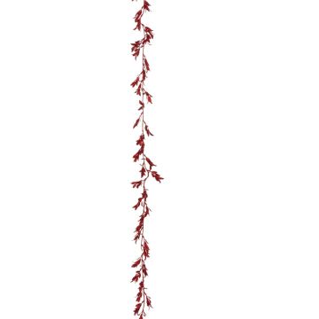 GHIRLANDA DI FOGLIE ROSSE CON GLITTER 180CM
