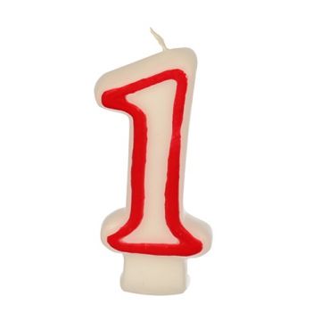 CANDELA PER COMPLEANNO 1 BIANCO H 7.3CM