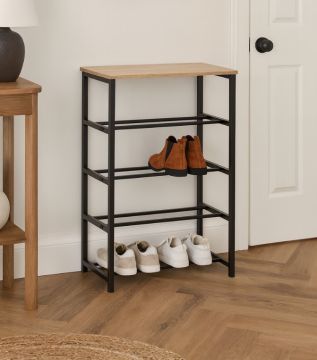 SCARPIERA MOD. ALIAJ CM 63X30 H.90.5 METALLO NERO E MDF EFFETTO ROVERE NATURALE