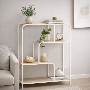 SCAFFALE MOD.CURVY 76X27CM H 101CM IN METALLO BEIGE