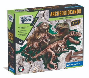 CLEMENTONI SCIENZA E GIOCO - ARCHEOGIOCANDO T-REX E SMILODON 2IN1