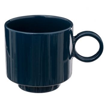 TAZZA CON MANICO IN GRES LINEA RETRO 38CL BLU
