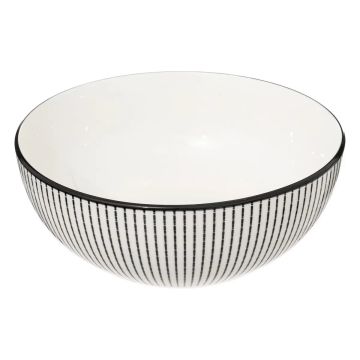 INSALATIERA LUNIS DIAM. 22CM BIANCA CON DECORO NERO