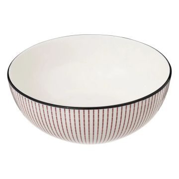 INSALATIERA LUNIS DIAM. 22CM BIANCA CON DECORO ROSSO
