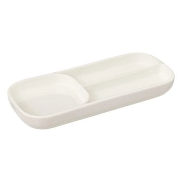PIATTO DA PORTATA IN GRES LINEA NORA CM 28X12 BIANCO 