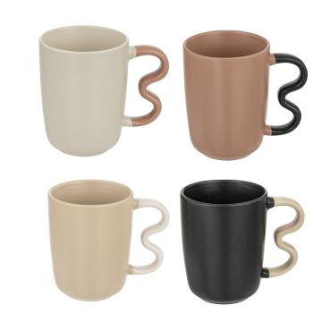 TAZZA MUG WAVY BLISS 350ML IN CERAMICA 11,5X8CM H 10,5CM BICOLORE ASS.