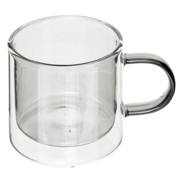 TAZZA MUG LEXY 250ML IN VETRO BOROSILICATO GRIGIO TRASPARENTE 12X8CM H 8,5CM
