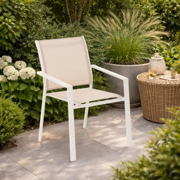 SEDIA DA ESTERNO MOD. ESSENTIA ARGILLA E TEXTILENE BEIGE