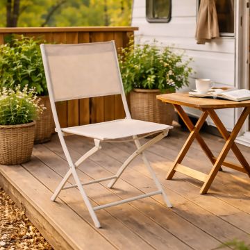 SEDIA PIEGHEVOLE DA ESTERNO MODULA ARGILLA E TEXTILENE BEIGE