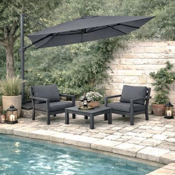 OMBRELLONE A BRACCIO MOD. MELHIA MT 3X3 ANTRACITE