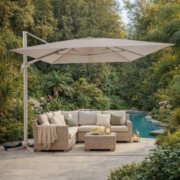 OMBRELLONE A BRACCIO MOD. MELHIA MT 3X3 ARGILLA/LINO