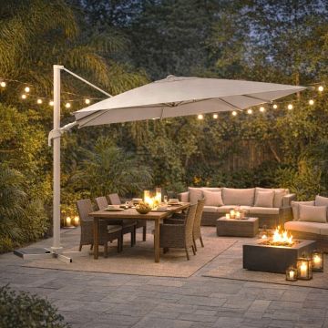 OMBRELLONE A BRACCIO MOD. MELHIA MT 3X4 ARGILLA/LINO