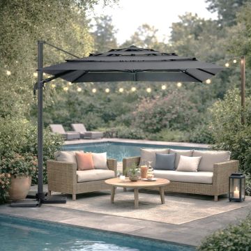 OMBRELLONE A BRACCIO MULTISTRATO MOD. MELHIA 3X4MT ANTRACITE/GRAFITE