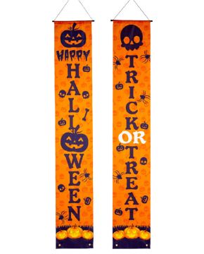 SET 2 BANNER IN TESSUTO HAPPY HALLOWEEN 180X30CM
