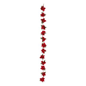 GHIRLANDA CON STELLE DI NATALE ROSSE 180CM
