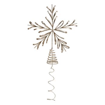 PUNTALE IN METALLO CON FIOCCO DI NEVE COLOR CHAMPAGNE 25X5 H. 50.6CM