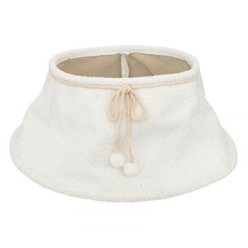COPRIBASE PER ALBERO IN TESSUTO EFFETTO NEVE BIANCO CON POMPOM D. 56CM