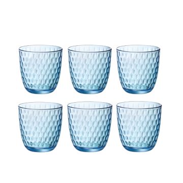 BORMIOLI - SET 6 BICCHIERI ACQUA LINEA SLOT IN VETRO BLU 29CL