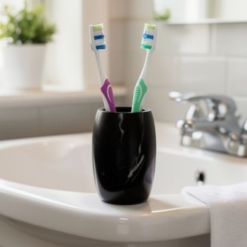 BICCHIERE PORTA SPAZZOLINO IN MARMO NERO