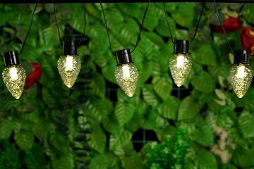 CATENA LUMINOSA 20 LED A FORMA DI PIGNA BIANCO CALDO 2MT 