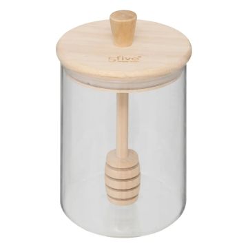 BARATTOLO PER IL MIELE IN VETRO LINEA HERMET CON TAPPO IN LEGNO 0,4LT 