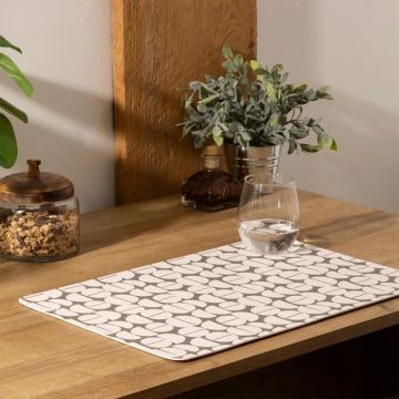 TOVAGLIETTA IN PU CON DECORO SEMICERCHI BEIGE/VERDE 45X30CM