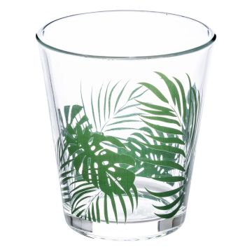 BICCHIERE ACQUA CON DECORO PALME VERDI IN VETRO 33CL