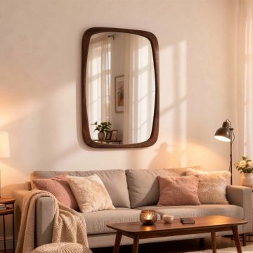 SPECCHIO KEIRA CORNICE EFFETTO LEGNO MARRONE 65X43CM