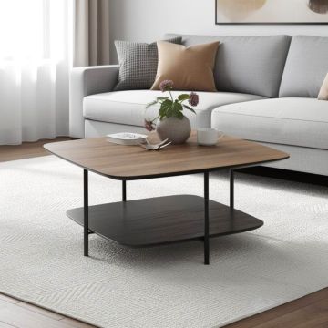 TAVOLINO MOD. HODIA CM 75X75 H. 38 NERO E MARRONE