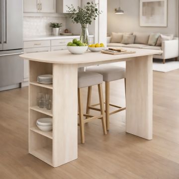 TAVOLO BAR MOD. ANAYA CM 120X60 H.103.5 IN MDF EFFETTO TRAVERTINO NATURALE