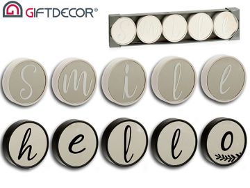 SET 5 SPECCHI ROTONDI 12CM C/PAROLE
